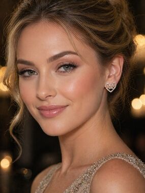Moissanite Heart Earrings with Baguette Centers